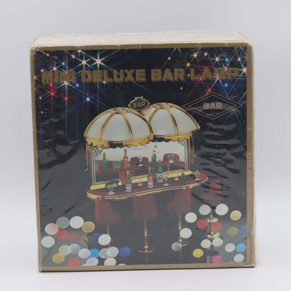 Vintage Mini Deluxe Bar Lamp Retro Novelty Table Wall‎ Light Mirrored Bar 9.5in